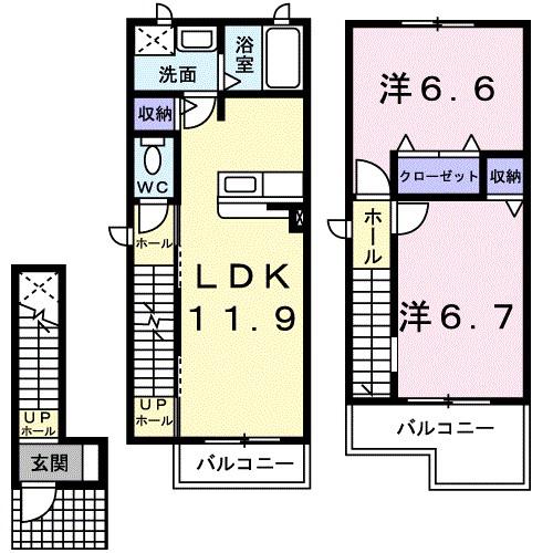 リラ・トーリ(2LDK/2階)の間取り写真