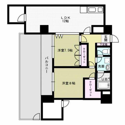 エクセランス・ド天神(2LDK/1階)の間取り写真
