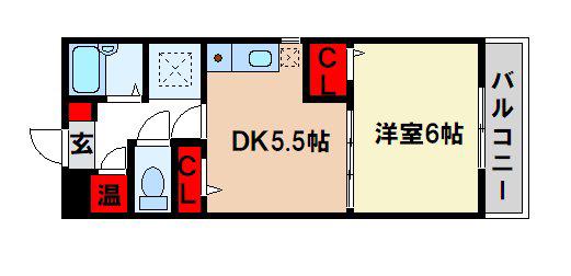 ジュネスシティ(1DK/2階)の間取り写真