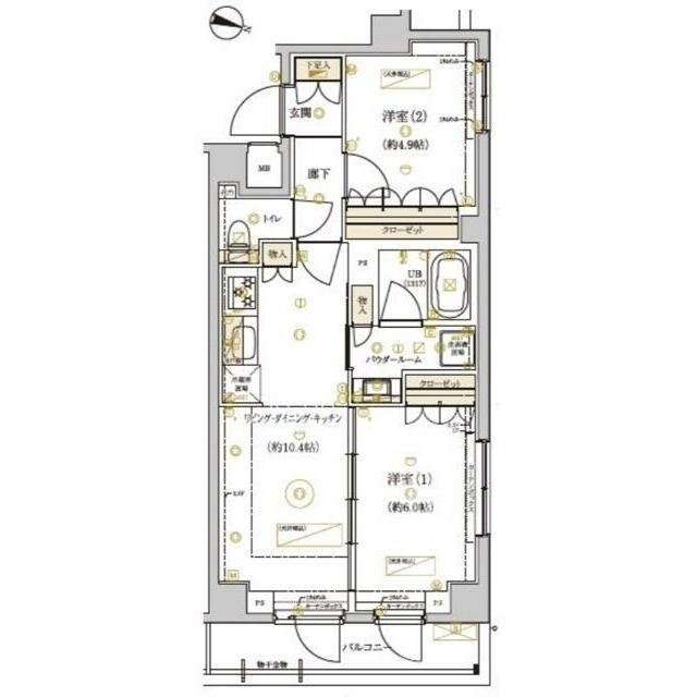ドムス・スタイル武蔵小山 部屋番号308(2LDK/3階)の間取り写真