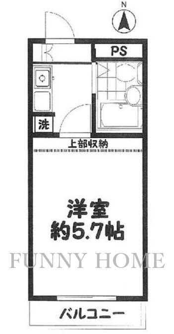 クレッセント駒場(1K/2階)の間取り写真