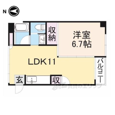 ノースヴィレッジ(1LDK/3階)の間取り写真