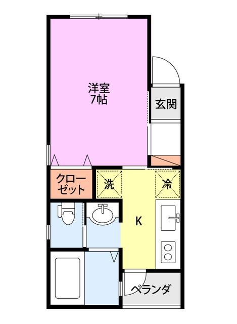 グリーンベル長潟(1K/1階)の間取り写真