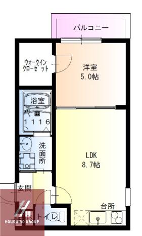 フジパレス阪急吹田駅南I番館(1LDK/2階)の間取り写真