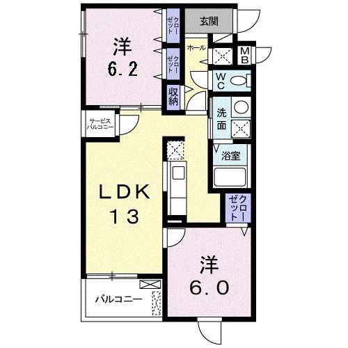 フィオーレ(2LDK/5階)の間取り写真