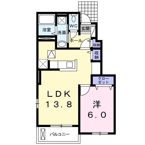 サピーI(1LDK/1階)の間取り写真