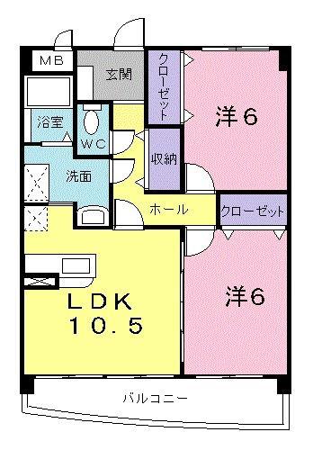 メゾンエトワール(2LDK/2階)の間取り写真