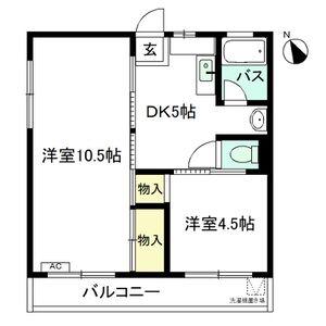 グランドマンション(2DK/2階)の間取り写真