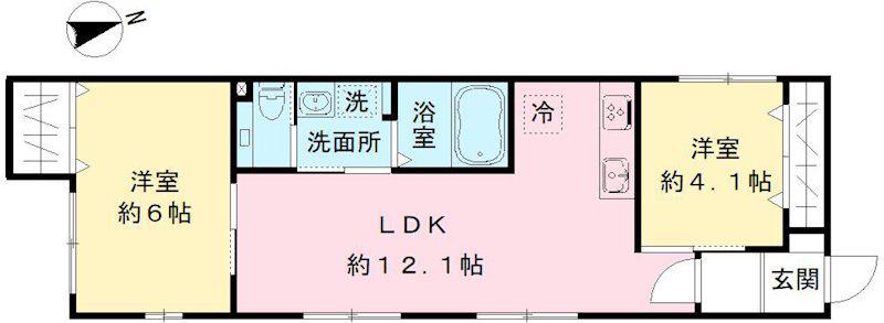 ルシエル宮西町(2LDK/1階)の間取り写真