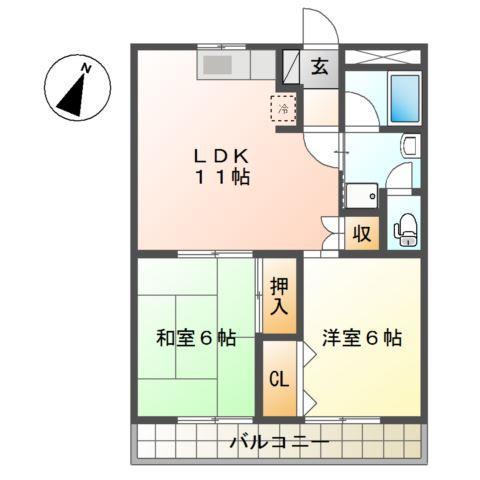 ジュノー山みず木(2LDK/3階)の間取り写真