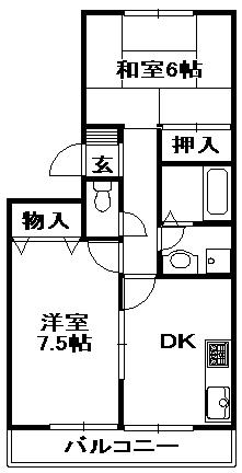 ダイヤモンドヘッド(2DK/1階)の間取り写真
