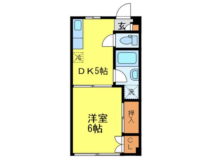 清洲ビル(1DK/2階)の間取り写真