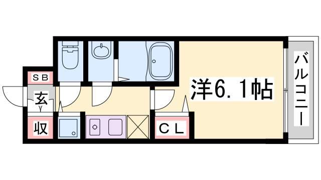 プレサンス三宮東フィール(1K/11階)の間取り写真
