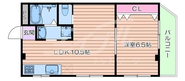 サカエ第6マンション(1LDK/3階)の間取り写真