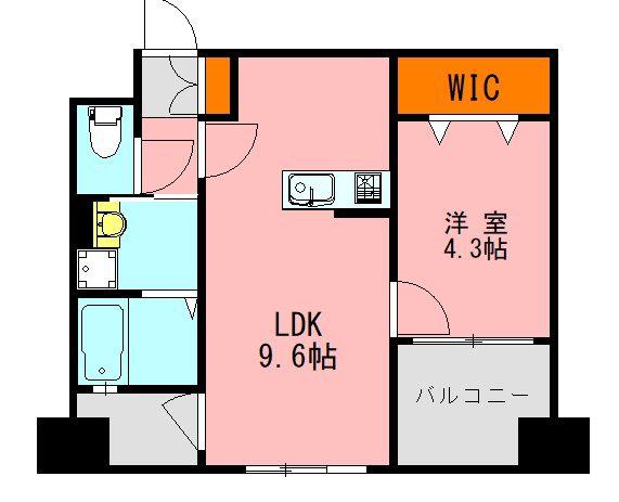 アソシアグロッツオ博多サウスガーデン(1LDK/9階)の間取り写真