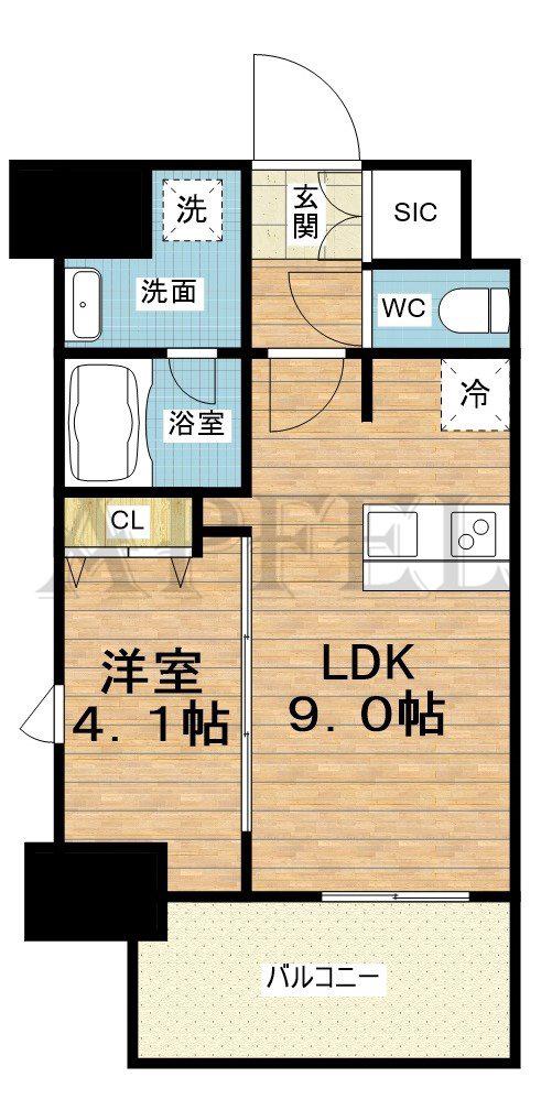 GM難波ウエストD.C(1LDK/2階)の間取り写真