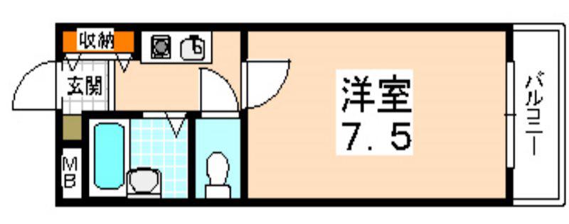 宿院ピアII(1K/3階)の間取り写真
