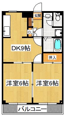 パルクレスト(2DK/3階)の間取り写真