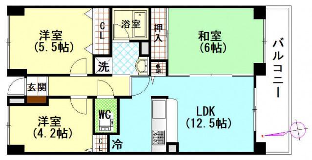 コムズ天満(3LDK/7階)の間取り写真