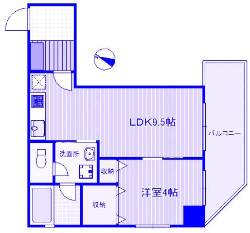 堀越ビル(1LDK/2階)の間取り写真