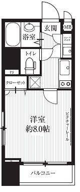 HF北四番丁レジデンス(1K/6階)の間取り写真