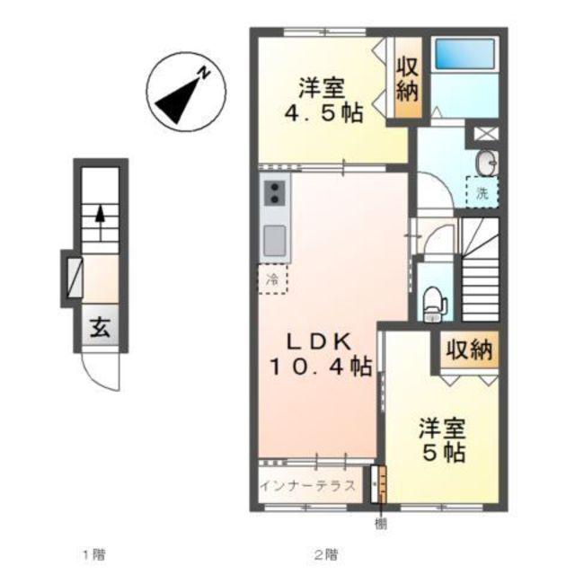 日野市日野アパート工事(2LDK/2階)の間取り写真