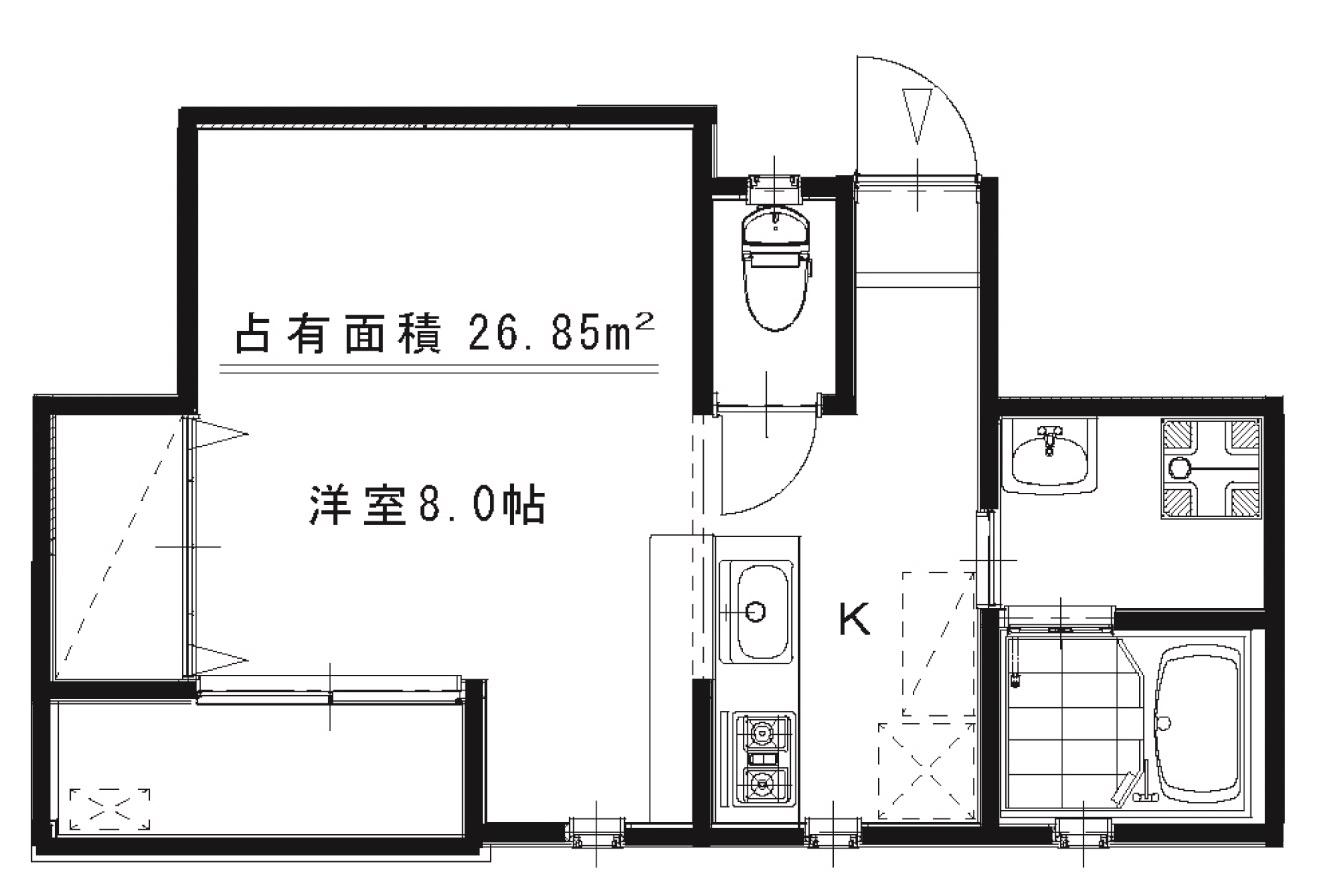 カーム名切(ワンルーム/2階)の間取り写真