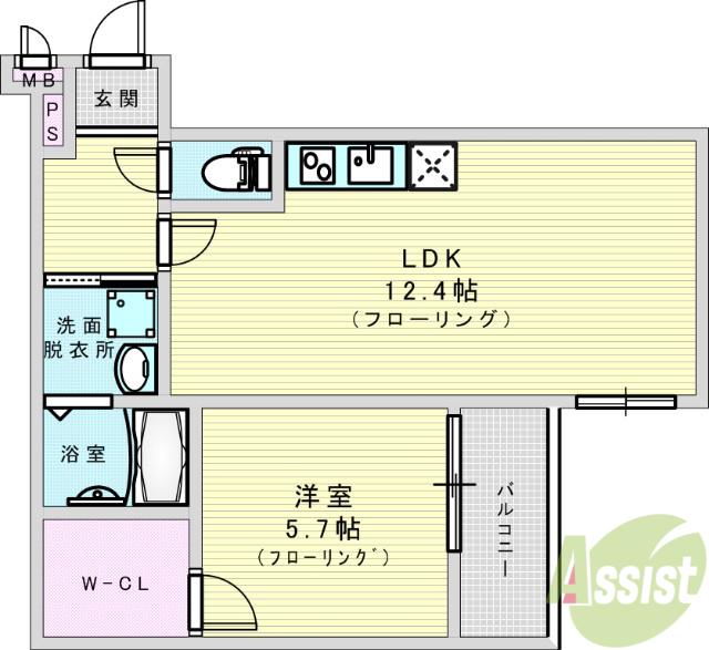 グランテリア(1LDK/3階)の間取り写真