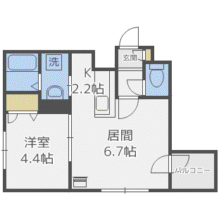 ペルージュ菊水(1LDK/3階)の間取り写真