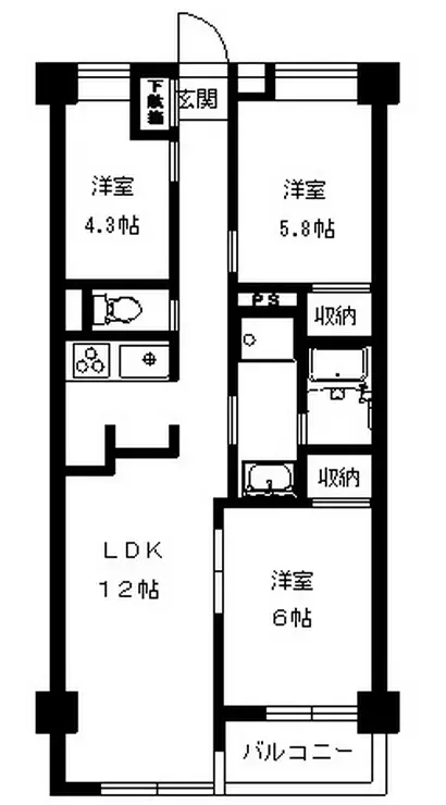 クレスト壱番館 3階階 間取り