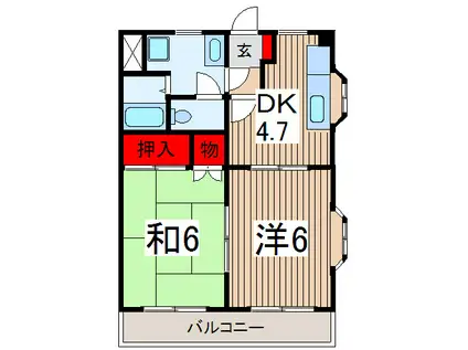 椿峰ヒルズ(2DK/2階)の間取り写真