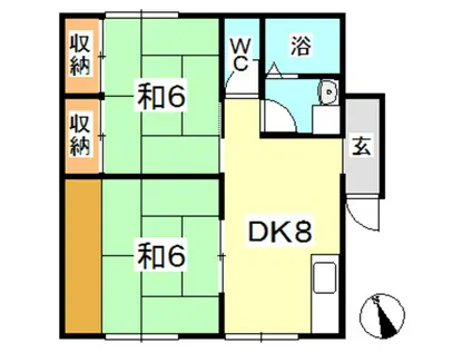 プチパール(2DK/2階)の間取り写真