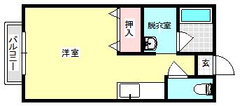 ジュネスヒルズ(ワンルーム/1階)の間取り写真