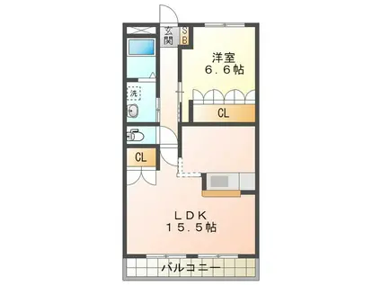 グランメール(1LDK/1階)の間取り写真