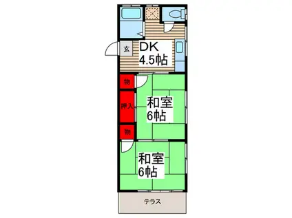 高松ハイム(2DK/1階)の間取り写真