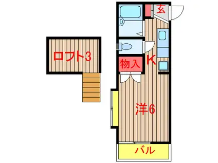 プラチナコート(1K/2階)の間取り写真