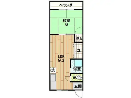 栄能ビル(1LDK/3階)の間取り写真