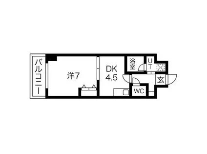 エス・キュート京都下鴨東(1DK/2階)の間取り写真