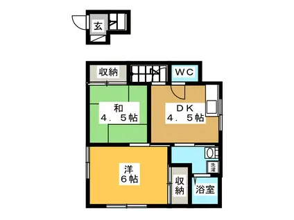 東京メトロ東西線 高田馬場駅 徒歩3分 2階建 築48年(2DK/2階)の間取り写真