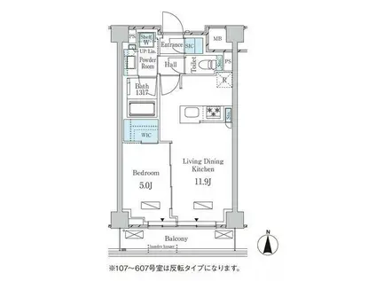 ラティエラ武蔵小杉(1LDK/2階)の間取り写真