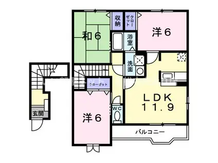 ベルソレイユC(3LDK/2階)の間取り写真