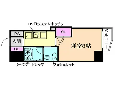 セレニテ梅田北(1K/9階)の間取り写真
