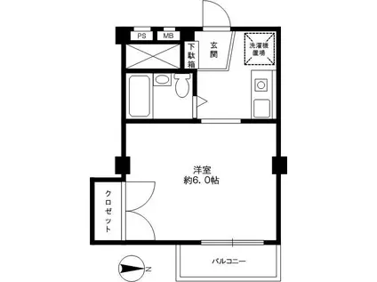 駒沢514マンション(1K/2階)の間取り写真