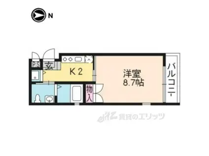 アクアプレイス京都西陣(1K/4階)の間取り写真