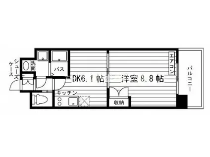 学生会館 フォレスタ川崎医大西(1DK/3階)の間取り写真