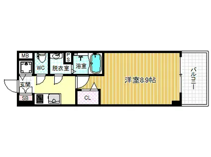 プランドール福島レジデンス(1K/9階)の間取り写真