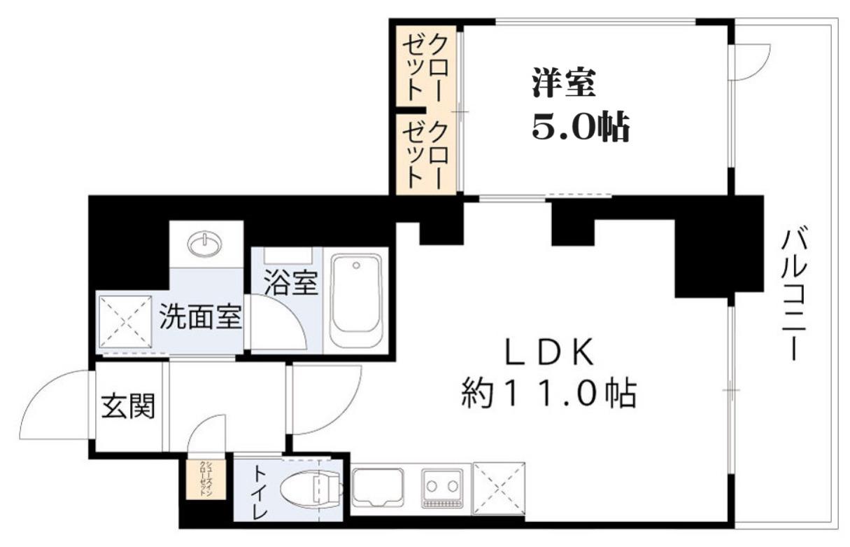 プレジオ恵美須(1LDK/4階)の間取り写真