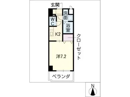 びぃ6植田(1K/7階)の間取り写真