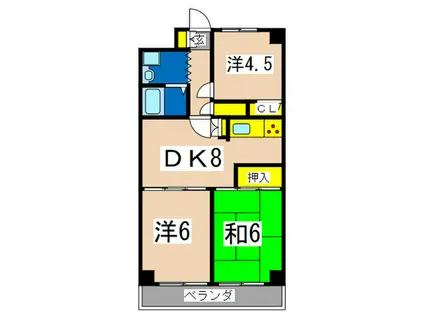 サンパレス金沢文庫(3DK/4階)の間取り写真