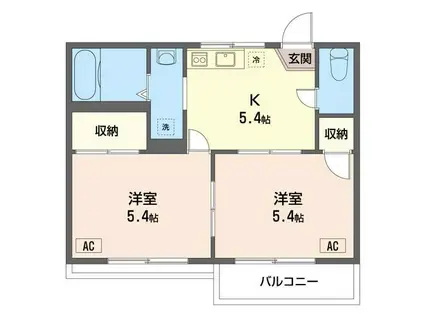  タウニィー西新井B棟(2K/2階)の間取り写真